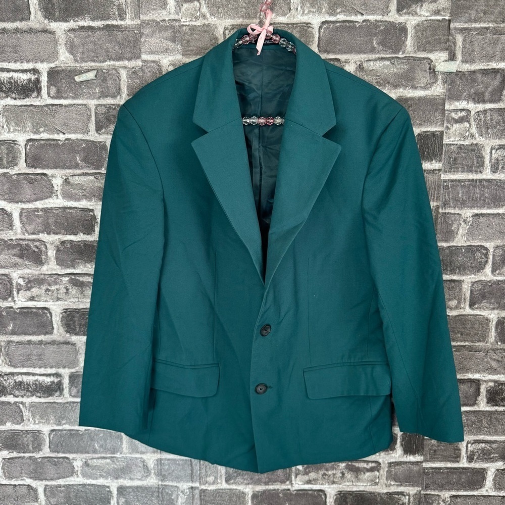 Zara blazer regular fit teal green 2 button closure